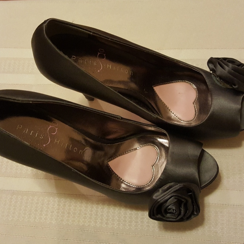 Paris Hilton  Gray Leather Sole High Heel Open Toe Stiletto Shoes